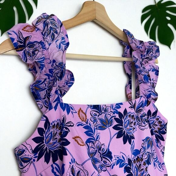 🆕 J. Crew Smocked Square Neck Poplin Midi Floral Dress - Picture 9 of 10